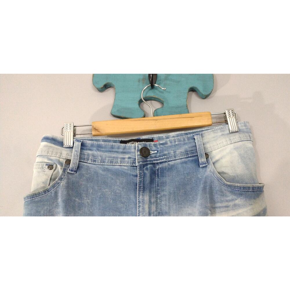 Vintage Y2K Denim Jeans Christian Carera  40 x 32 Distressed Light Wash - Picture 7 of 16